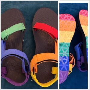 Teva Original Universal Rainbow Pride Sandals 1131411 Multi Color Womens Size 7
